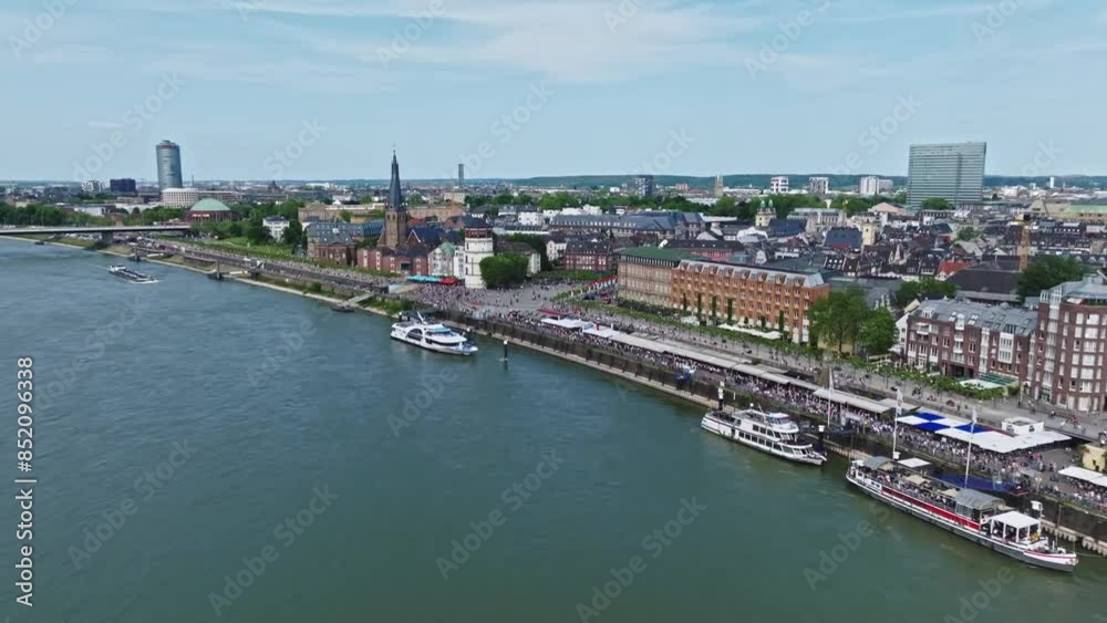 Aerial drone view on the city skyline of Dusseldorf, Germany. Aerial drone view on the city skyline of Dusseldorf, Germany.