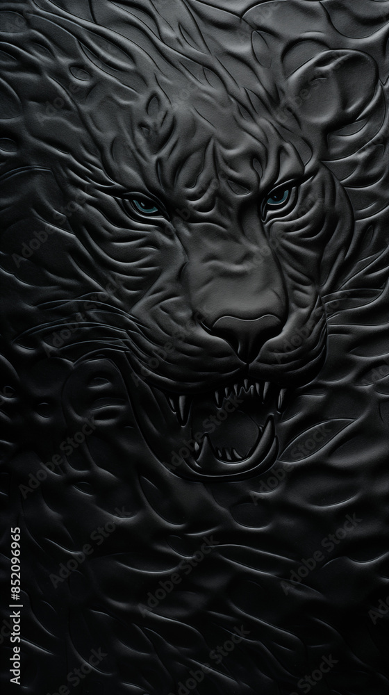 Leather Black Panther Skin, Texture Background Abstract Image Pattern, For Wallpaper, Background, Cover and Screen of Cell Phone, Smartphone, Computer, Laptop, Format 9:16 and 16:9 - PNG