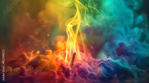 Single Flame Burning with Multiple Colors Creating an Ethereal Glow