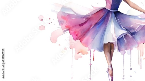 Dancing ballerina isolated on white. Watercolor illustration.