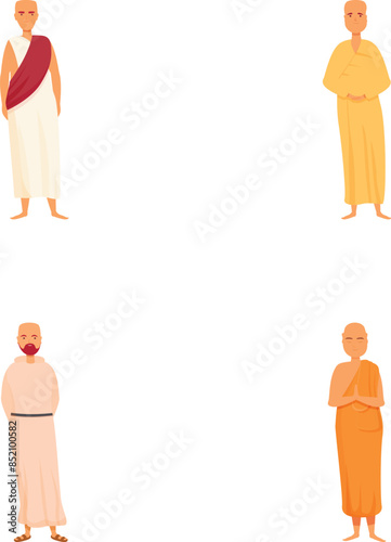 Clergyman icons set cartoon vector. Various religious church leader. World religions