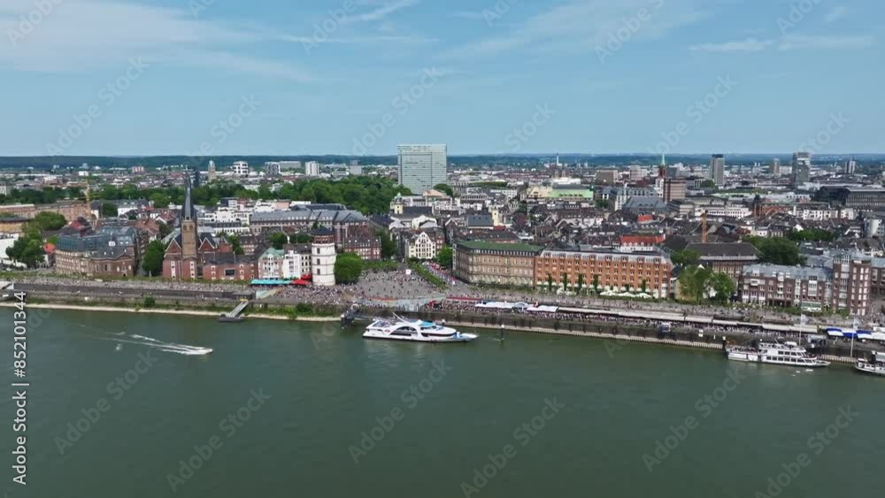 Aerial drone view on the city skyline of Dusseldorf, Germany. Aerial drone view on the city skyline of Dusseldorf, Germany.
