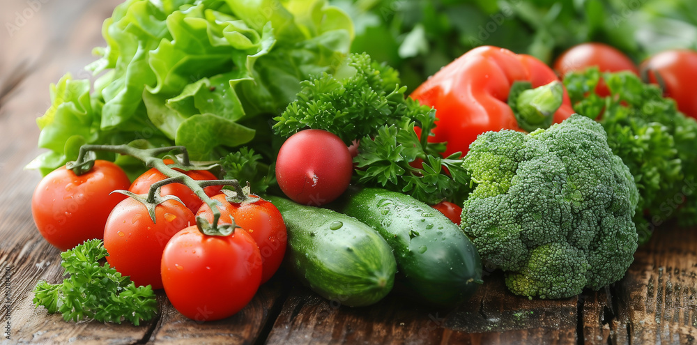 Fresh vegetables on a wooden table Fresh vegetables on a wooden table