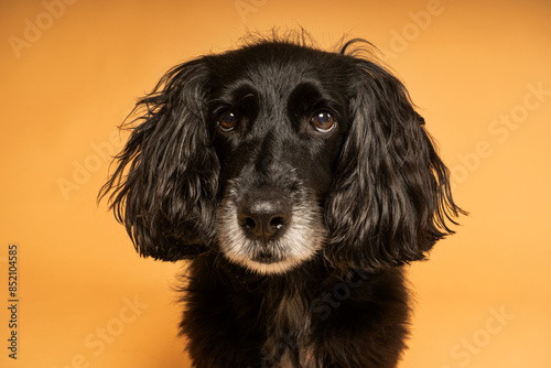 Perro Cocker negro despeinado