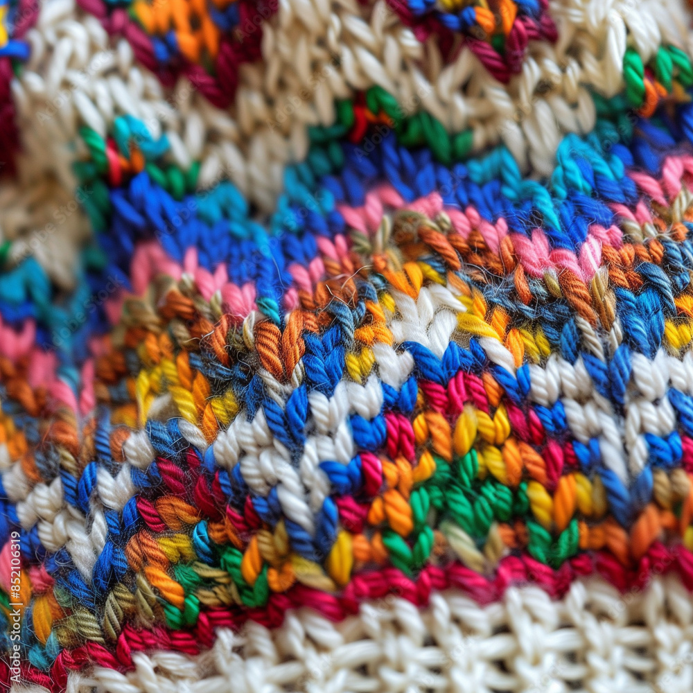 Obraz premium Close-up of colorful braided yarn texture.