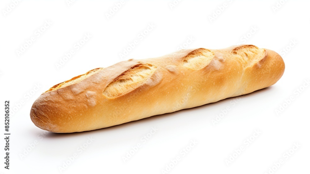 Freshly Baked Baguette on White Background Freshly Baked Baguette on White Background