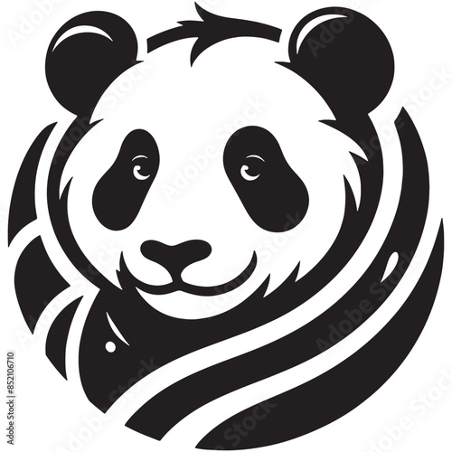 Panda Silhouette Vector Illustration White Background