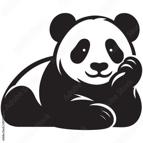 Panda Silhouette Vector Illustration White Background
