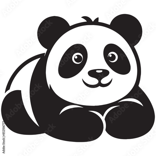 Panda Silhouette Vector Illustration White Background