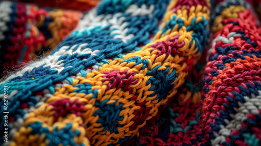 Close-up of colorful braided yarn texture. Close-up of colorful braided yarn texture.