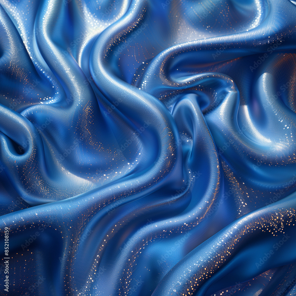 Obraz premium Luxurious soft draped light blue satin fabric with smooth texture, elegant and shiny material.