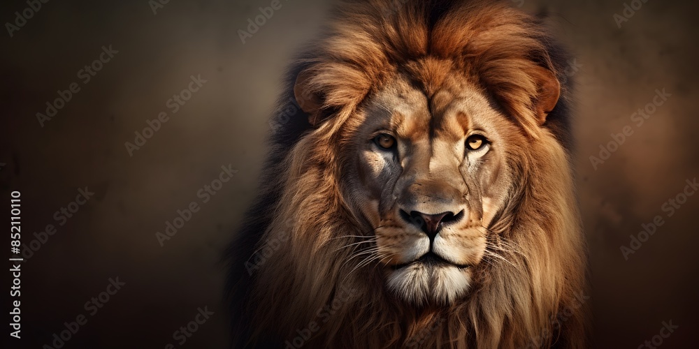 Lion king Portrait on black background, Portrait of majestic lion Magnificent Lion king Portrait on black background, Portrait of majestic lion Magnificent
