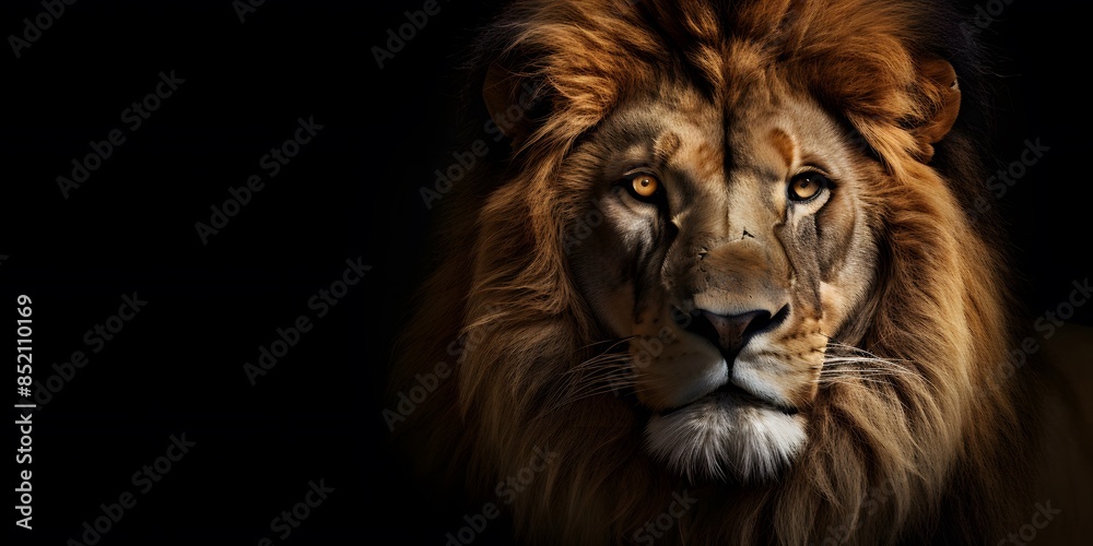Lion king Portrait on black background, Portrait of majestic lion Magnificent Lion king Portrait on black background, Portrait of majestic lion Magnificent