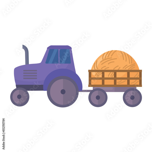 Tractor and hay wagon icon clipart avatar logotype isolated vector illustration