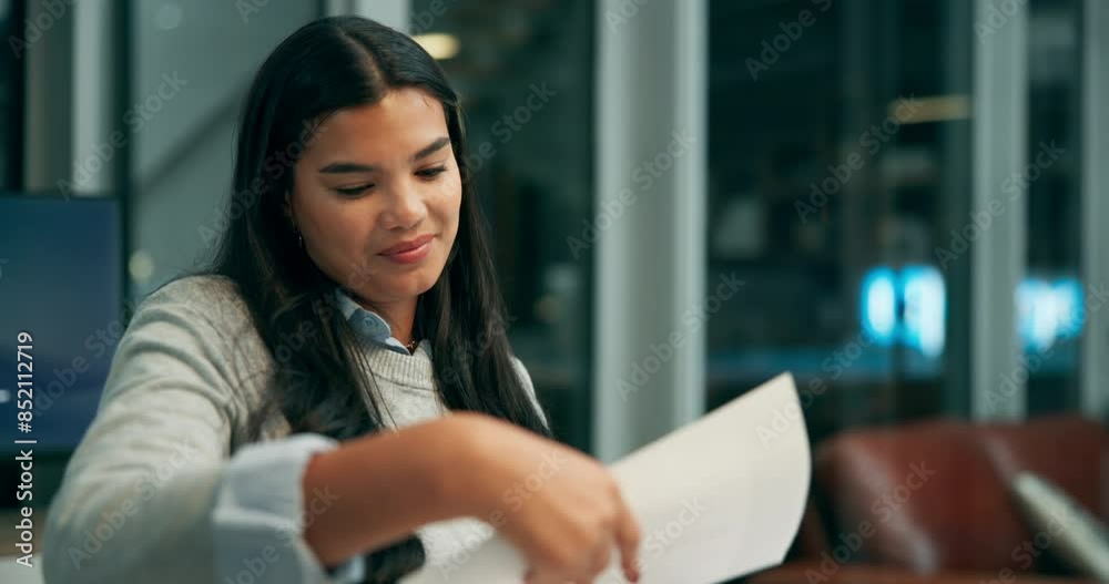 Collaboration, face and tablet with business women in office together for process or productivity. Design, portrait and technology with employee team passing paper in creative workplace