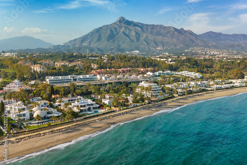 Obraz na płótnie Aerial view of the luxurious Marbella town, Costa del Sol, Andalusia, Spain w salonie