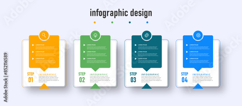 Business infographics template. timeline with 4 steps, options. can be used for workflow diagram, info chart, web design. vector illustration.	