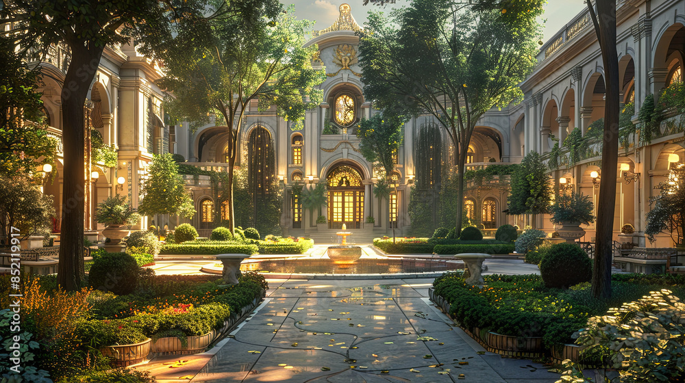 Majestic Neoclassical Architecture in Autumn Glory Majestic Neoclassical Architecture in Autumn Glory