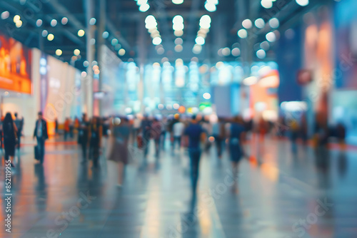 A busy shopping mall with people walking around and carrying bags