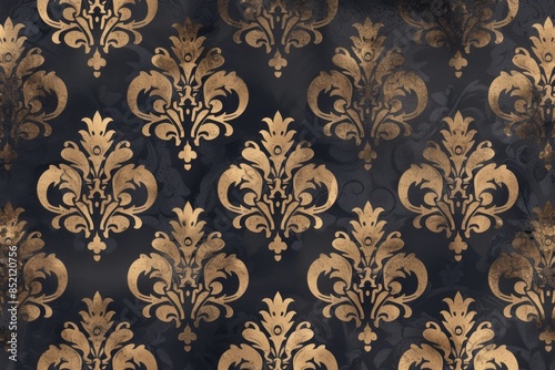 Black and gold with a pattern of gold leaves