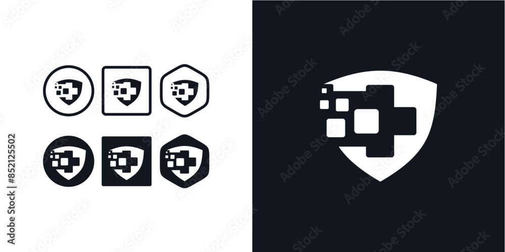 digital secure health logo, shield logo, + health logo digital secure health logo, shield logo, + health logo