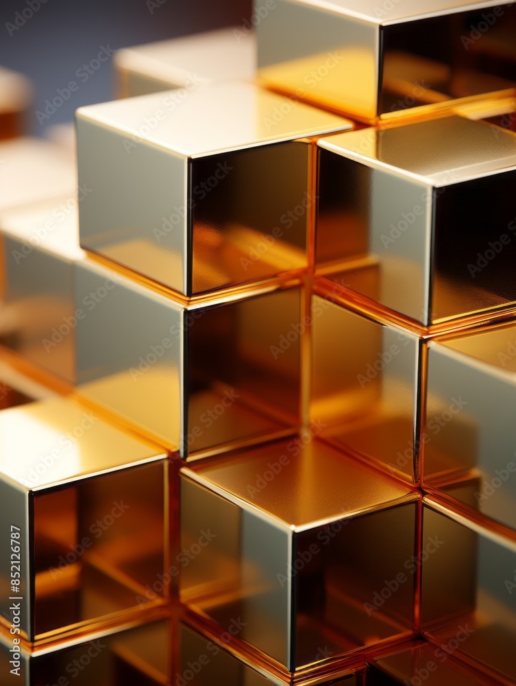 3d rendering of gold cubes on a black background 3d rendering of gold cubes on a black background