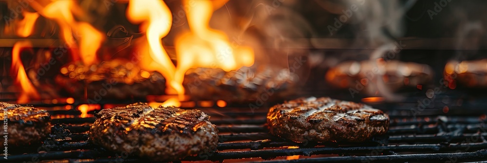 cheeseburger patties cooking on barbecue grill - cheeseburger patties cooking on barbecue grill -
