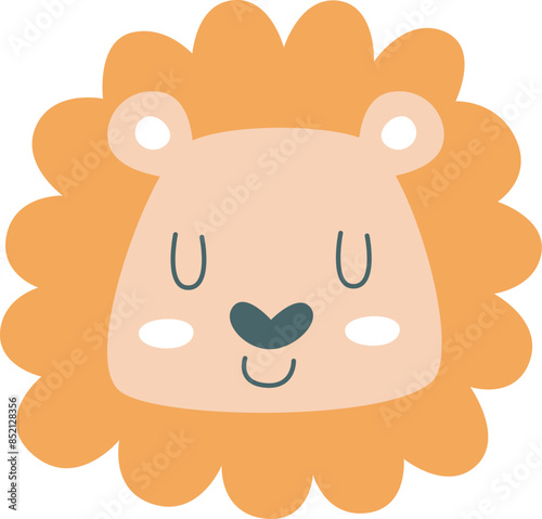 Handdrawn Dreaming Lion Head