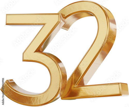 32 golden symbol isolated, ...