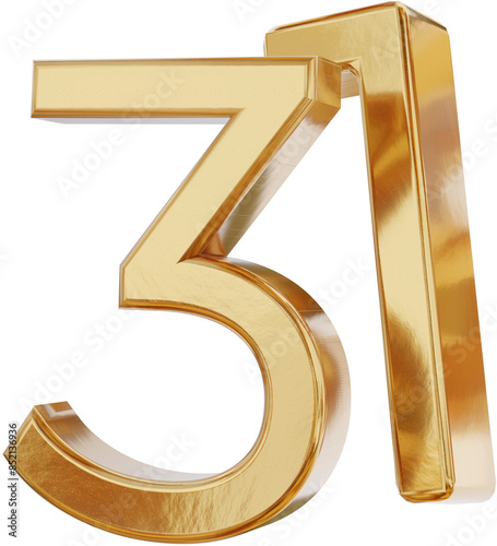 31 golden symbol isolated, ...