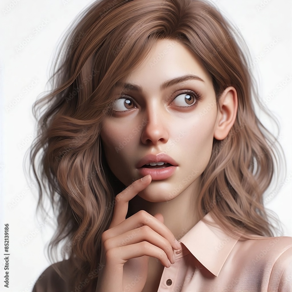 portrait of a woman wondering about something portrait of a woman wondering about something