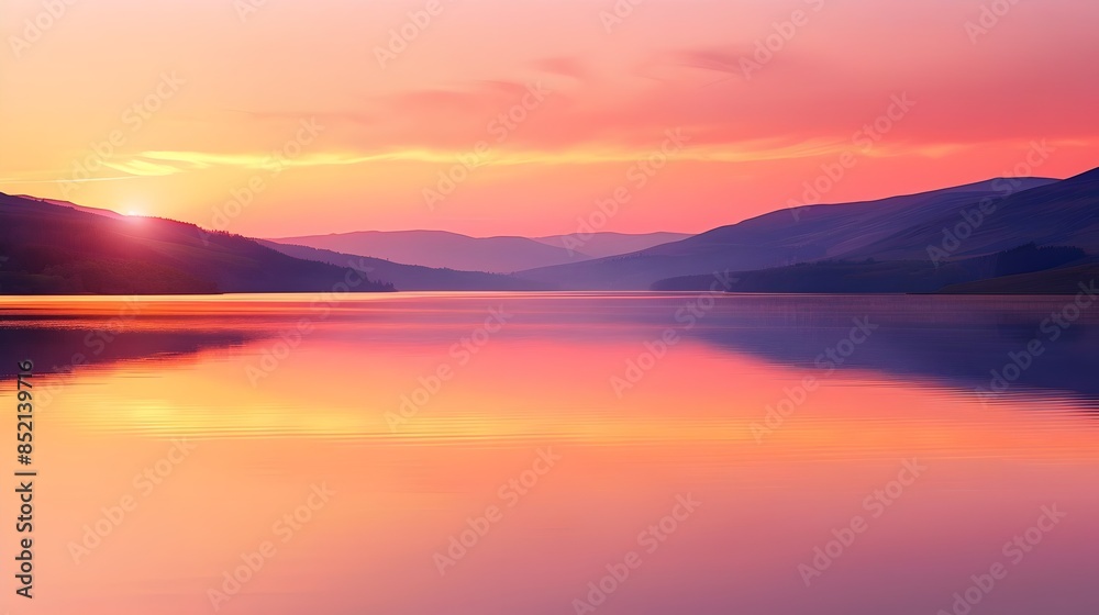 Serene sunset from a lake background Serene sunset from a lake background