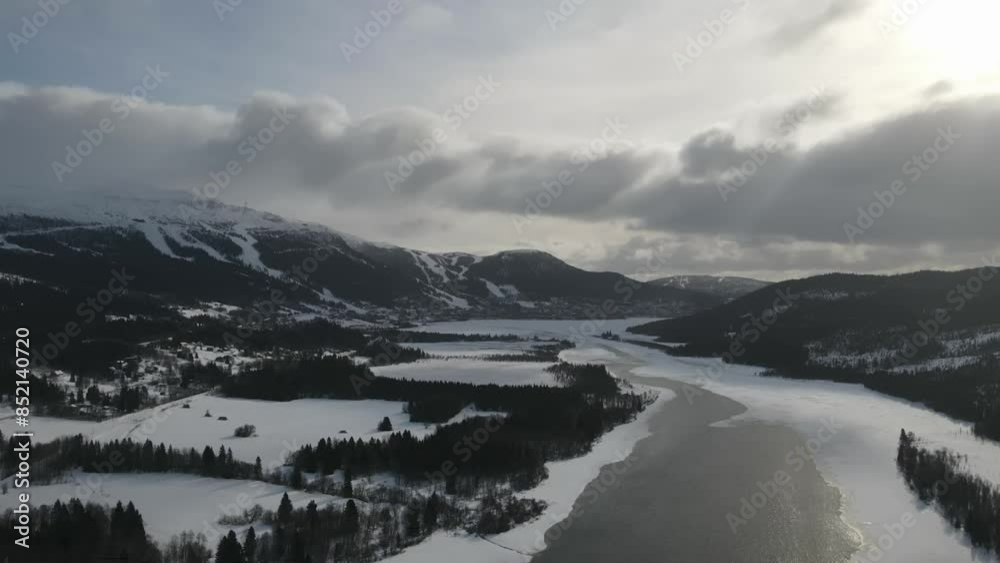 Aerial video over Are Sweden in winter Aerial video over Are Sweden in winter
