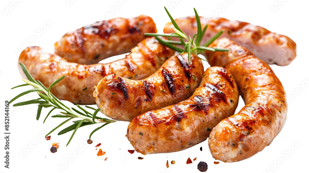 Grilled sausages on a transparent background Grilled sausages on a transparent background
