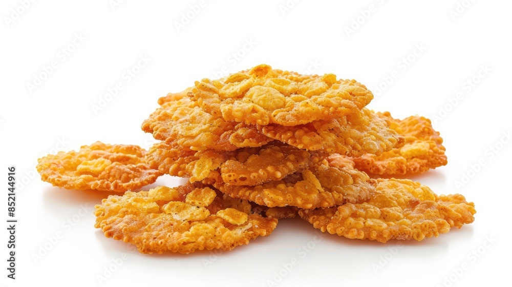 Cornflake cookies arranged in a group isolated on a white background with clipping path Cornflake cookies arranged in a group isolated on a white background with clipping path
