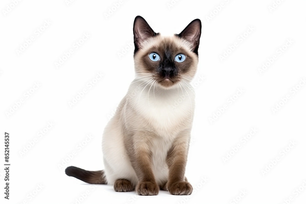 Siamese funny very cats of sitting isolated on white Siamese funny very cats of sitting isolated on white