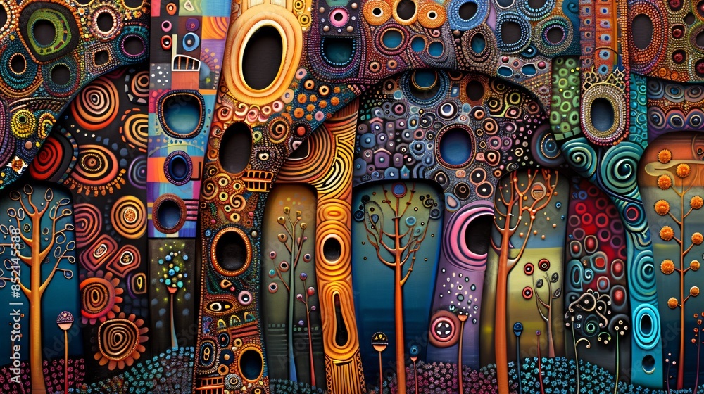 Naklejka premium colorful surreal tribal painting