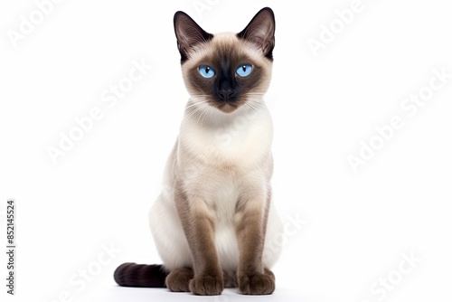Siamese funny very cats of sitting isolated on white