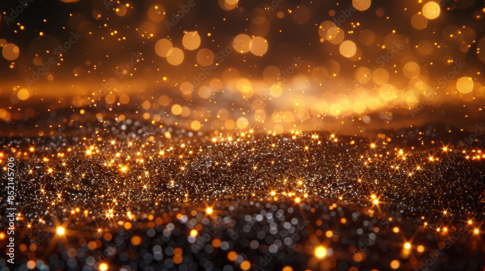 Naklejka premium glitter vintage lights background. dark gold and black. defocused