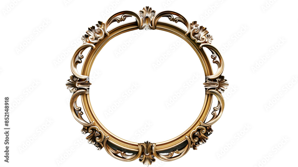 Golden frame for pictures on a transparent background Golden frame for pictures on a transparent background