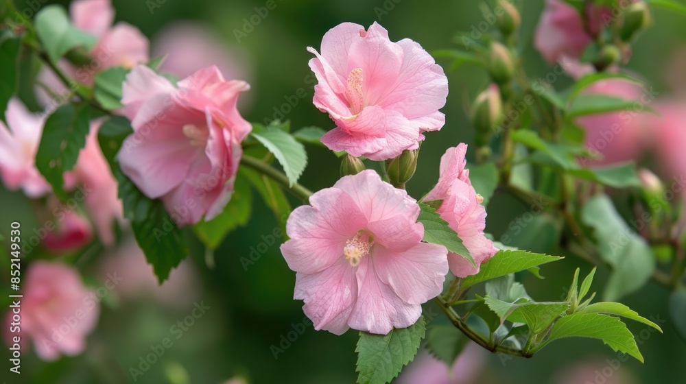 Blooming pink Rose of Sharon Blooming pink Rose of Sharon