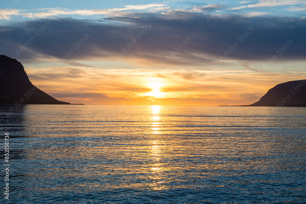 Sunset in fjord of Talknafjordur in Iceland Sunset in fjord of Talknafjordur in Iceland