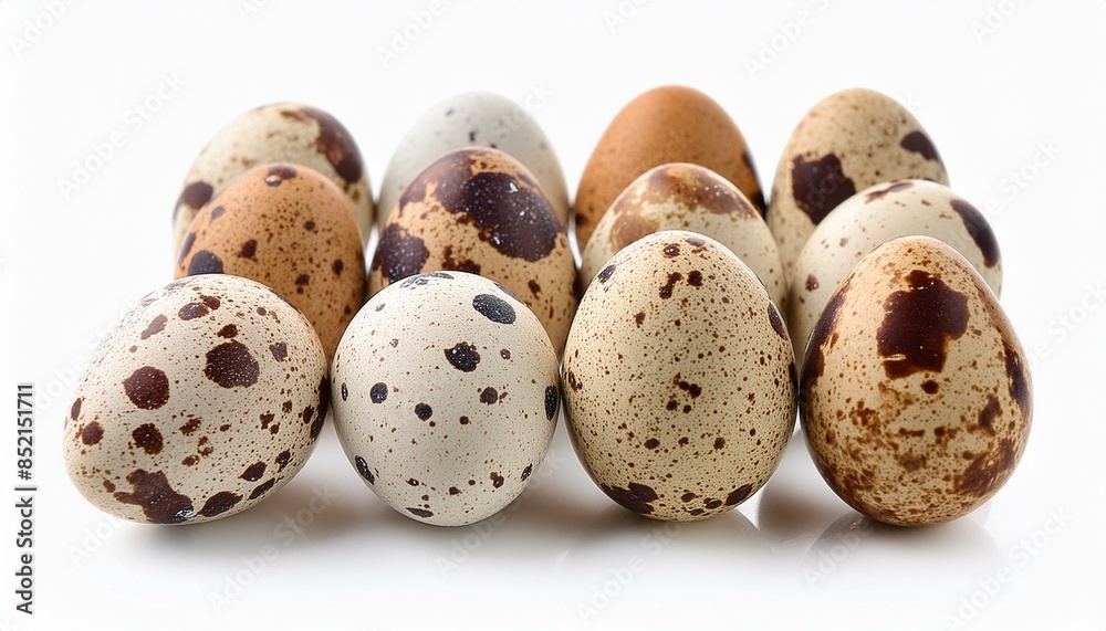 Obraz premium quail eggs on white background