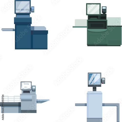 Collection of four stylish and contemporary cash register stations