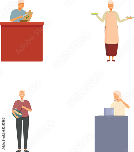 Set of illustrations showcasing various professionals engaged in their respective jobs