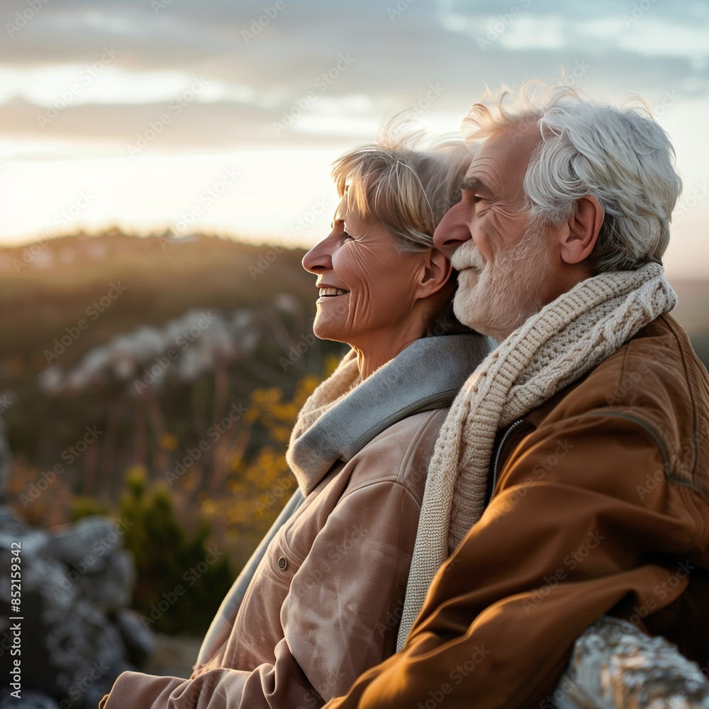 Senior Couple Enjoying Golden Hour View
