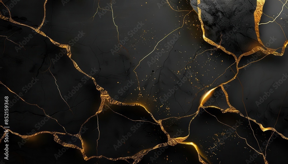 luxurious black background with elegant golden cracks and splashes concept illustration luxurious black background with elegant golden cracks and splashes concept illustration