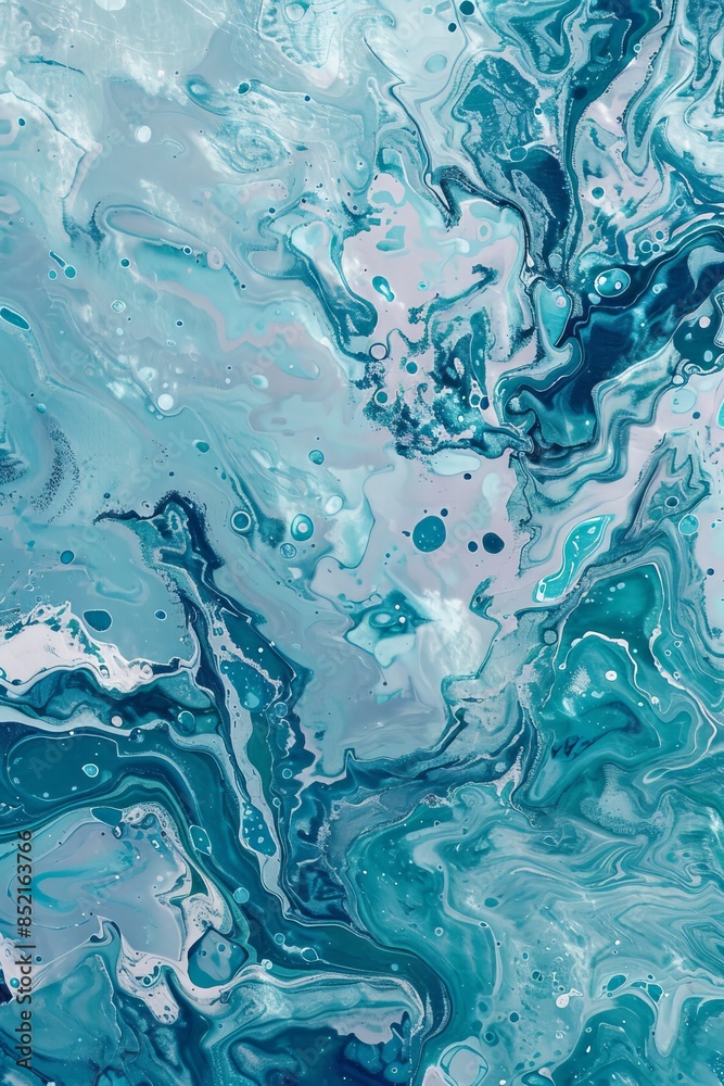 Obraz premium Abstract marble background with green and blue pattern. Liquid marble texture