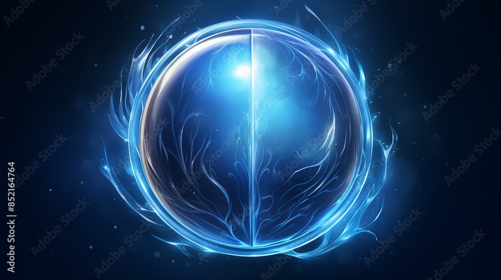 Obraz premium A Glowing Blue Energy Sphere Radiating Luminescent Waves