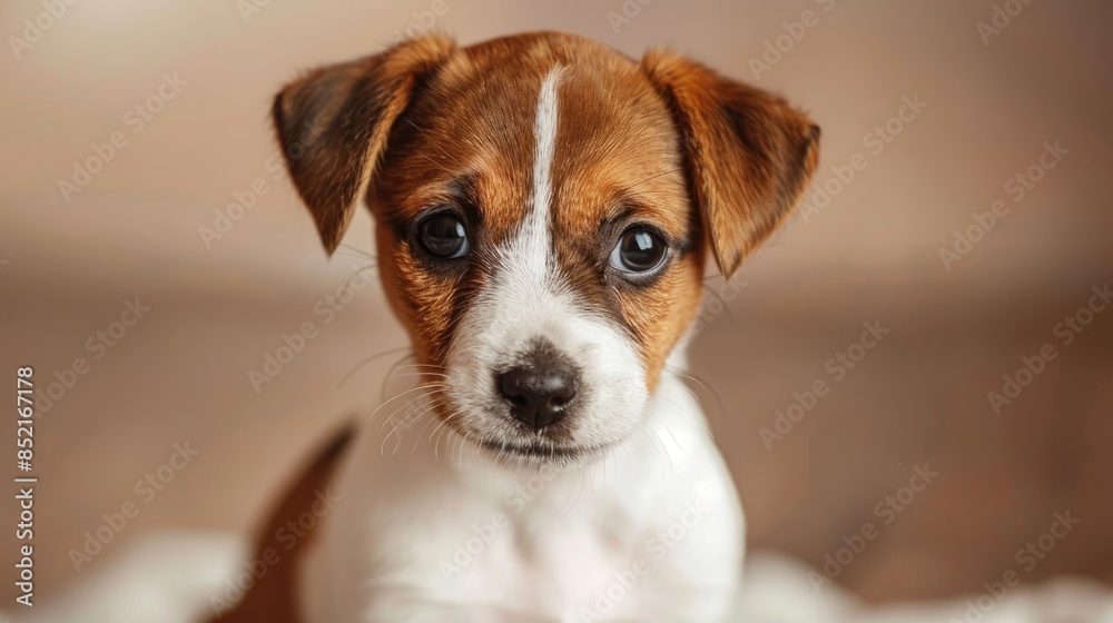 Adorable Jack Russel puppy with folded ears and funny fur marks Adorable Jack Russel puppy with folded ears and funny fur marks